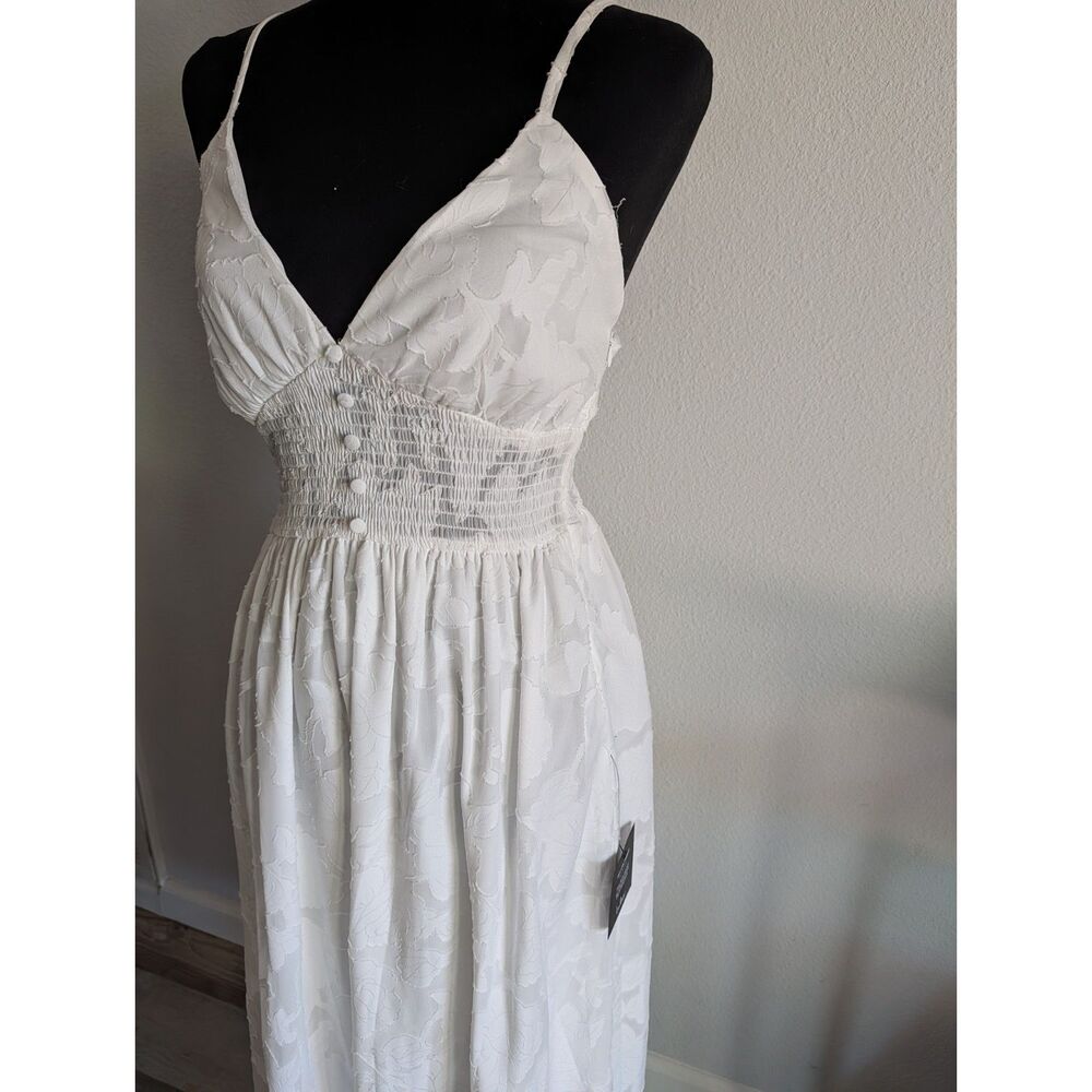 White floral midi dress Windsor brand LuLu NWT Cottagecore Summer